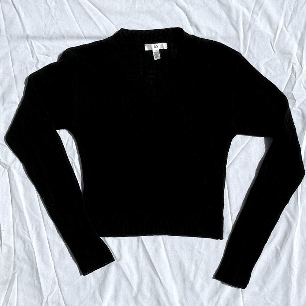 BP Women's Black V-Neck Fitted Sweater, Size XS